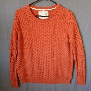 Element Womens Sweater Medium Orange Textured Crewneck Pullover